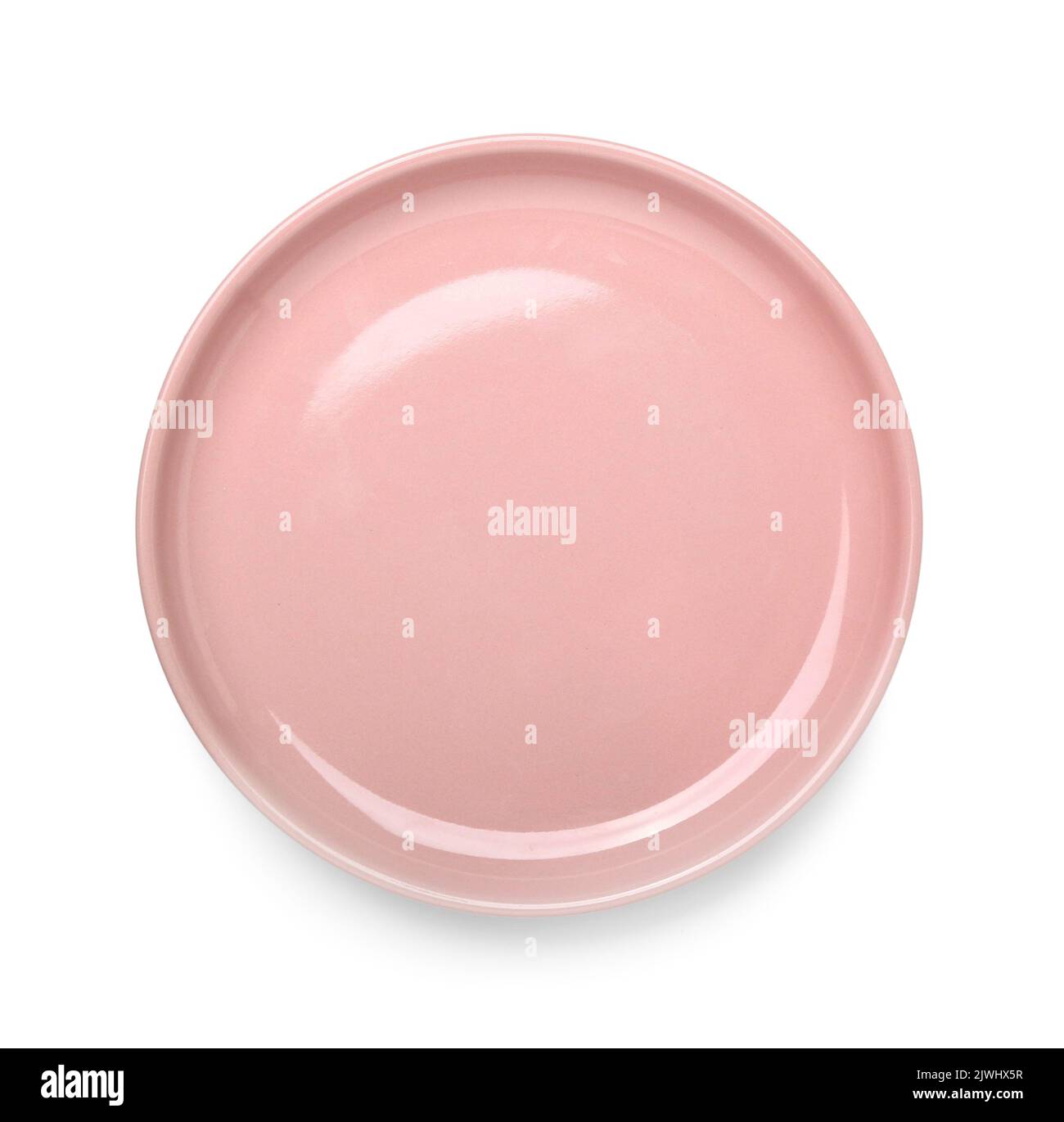 Empty ceramic plate isolated on white, top view Stock Photo - Alamy