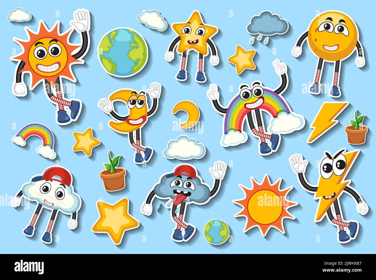 Cute sticker seamless pattern illustration Stock Vector Image & Art - Alamy