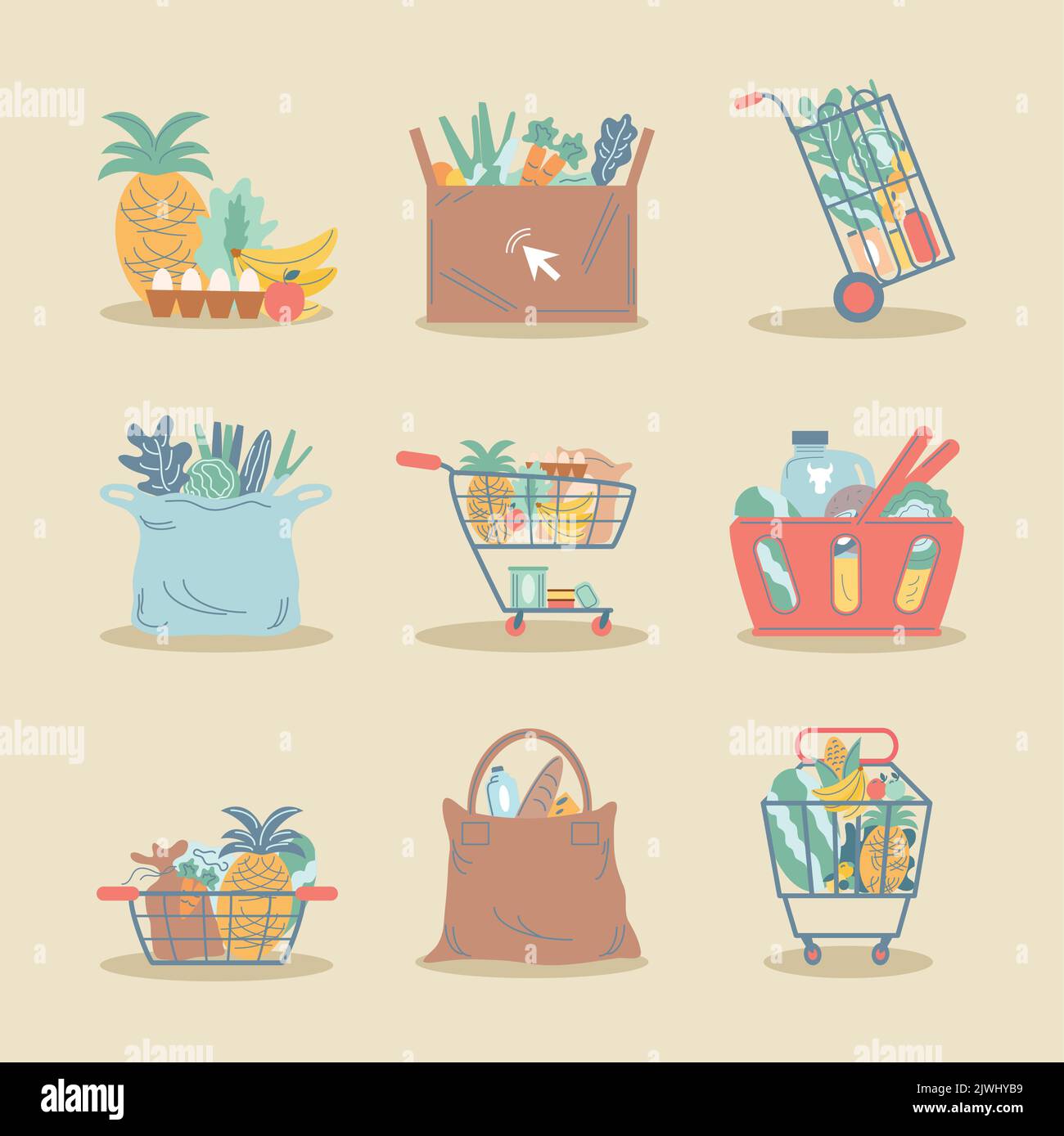 icons, online grocery shopping Stock Vector Image & Art Alamy