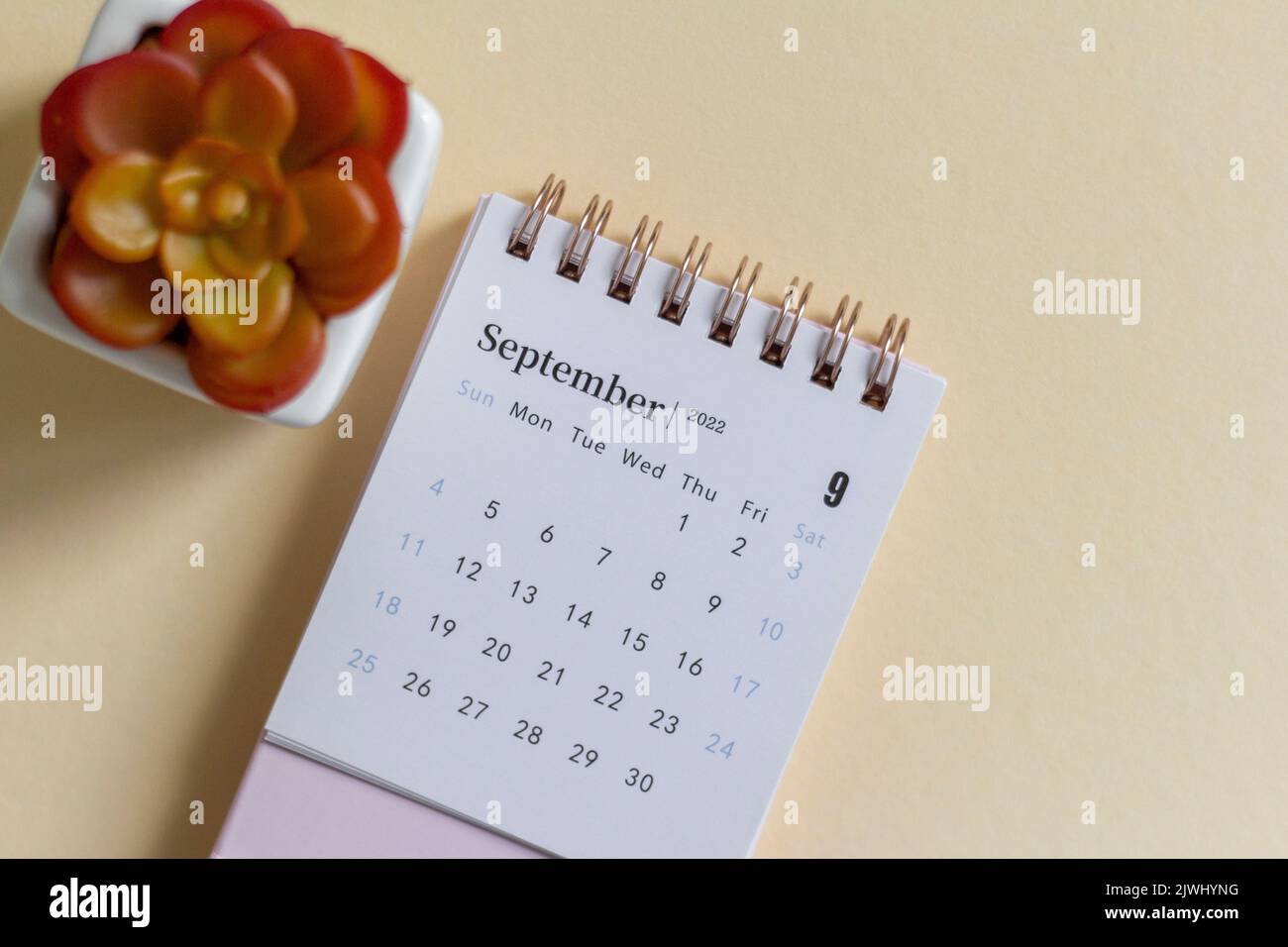 Hello, September.Desktop calendar for planning for September 2022 Stock ...