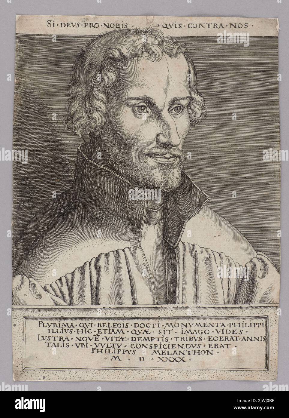 Portrait of Philip Melanchthon. Aldegrever, Heinrich (1502-1555/1561), graphic artist Stock Photo