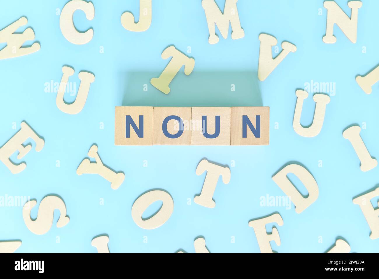 Noun or nouns concept in English grammar and learning class lesson