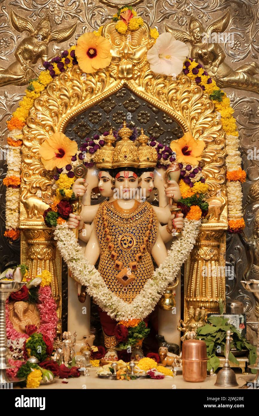 2 September 2022, Pune, Maharashtra, India, The Shri Datta Mandir is the first temple of Lord Dattatreya of Bhakti Bharat, built 100 years ago in Pune Stock Photo