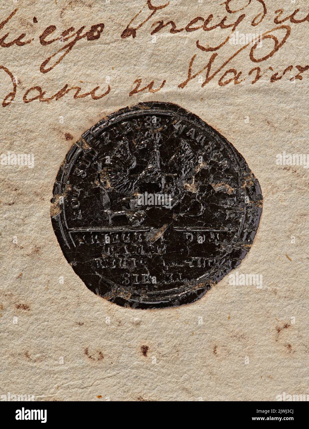 seal of the Military Department of Two Nations. Registratura Kamery Królewskiej, Departament Wojskowy Obojga Narodów, signatory Stock Photo