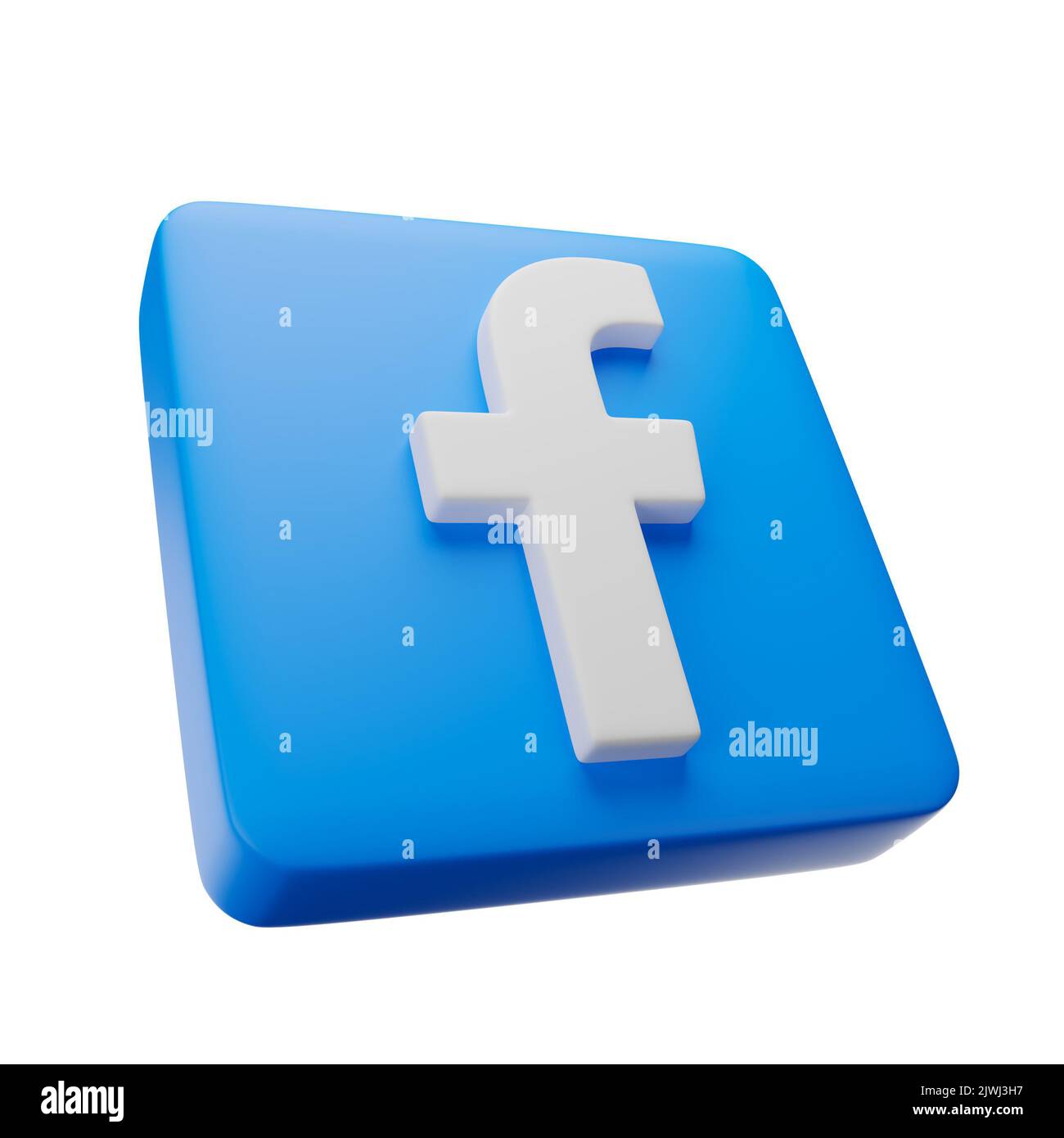 Phitsanulok , Thailand - SEPTEMBER 06, 2022 : Facebook 3D square icon on isolated white background . Embedded clipping paths . 3D rendering . Stock Photo