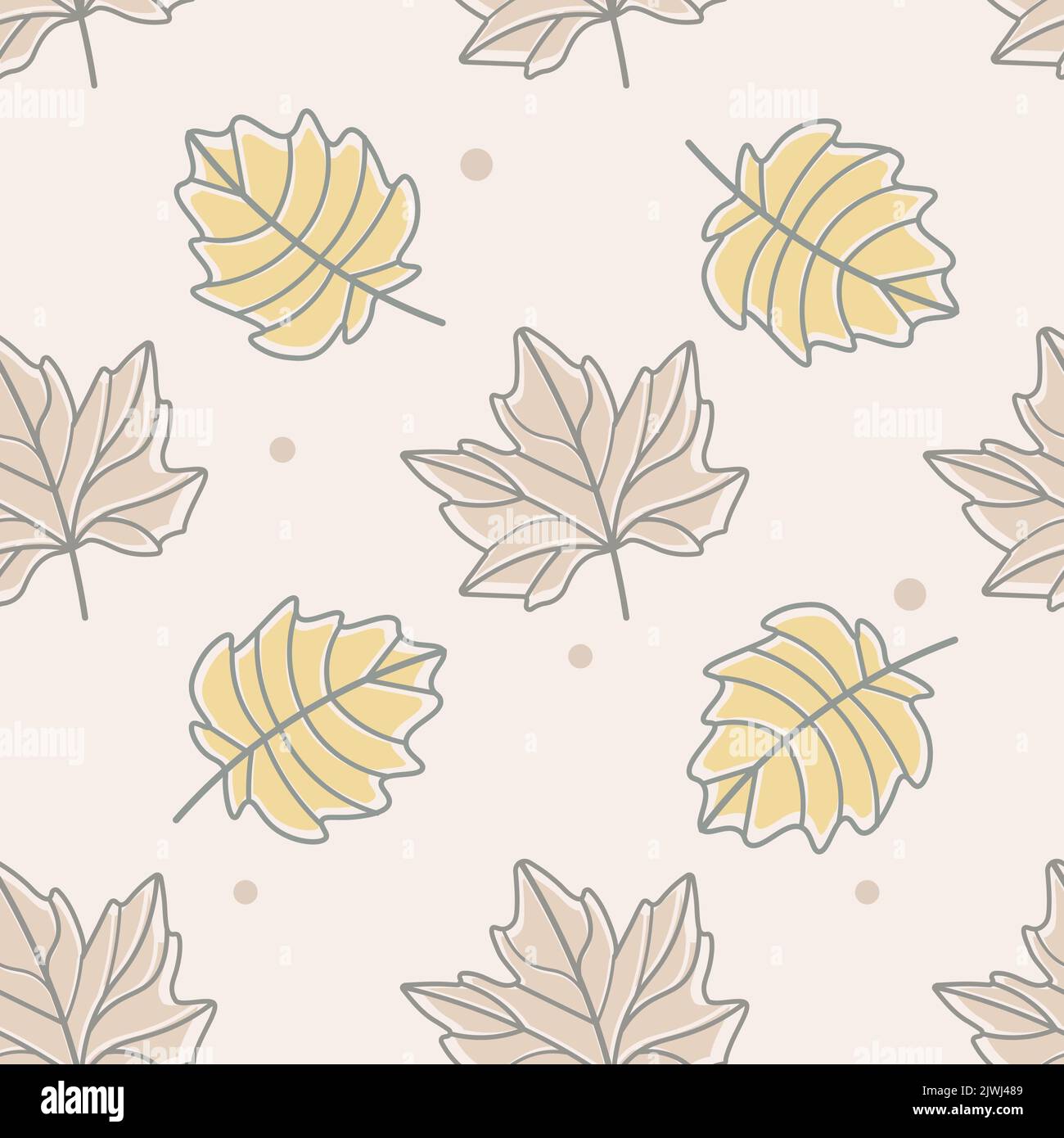 Vector illustration pattern in pastel colors with leaves Stock Vector