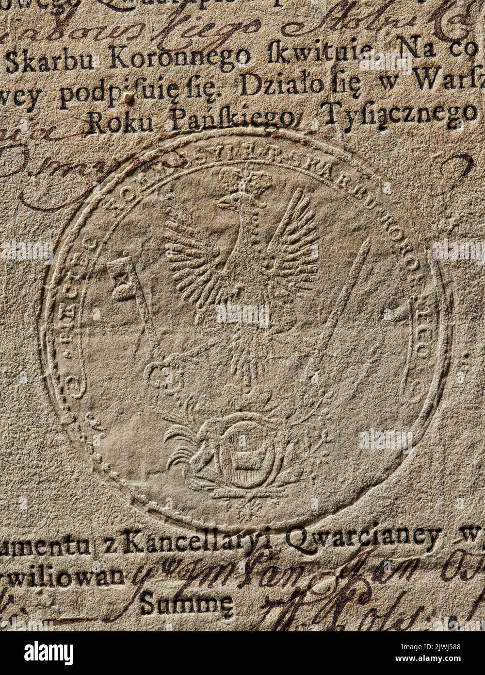 seal of the Commission of the Treasury. Komisja Skarbu Koronnego, signatory Stock Photo