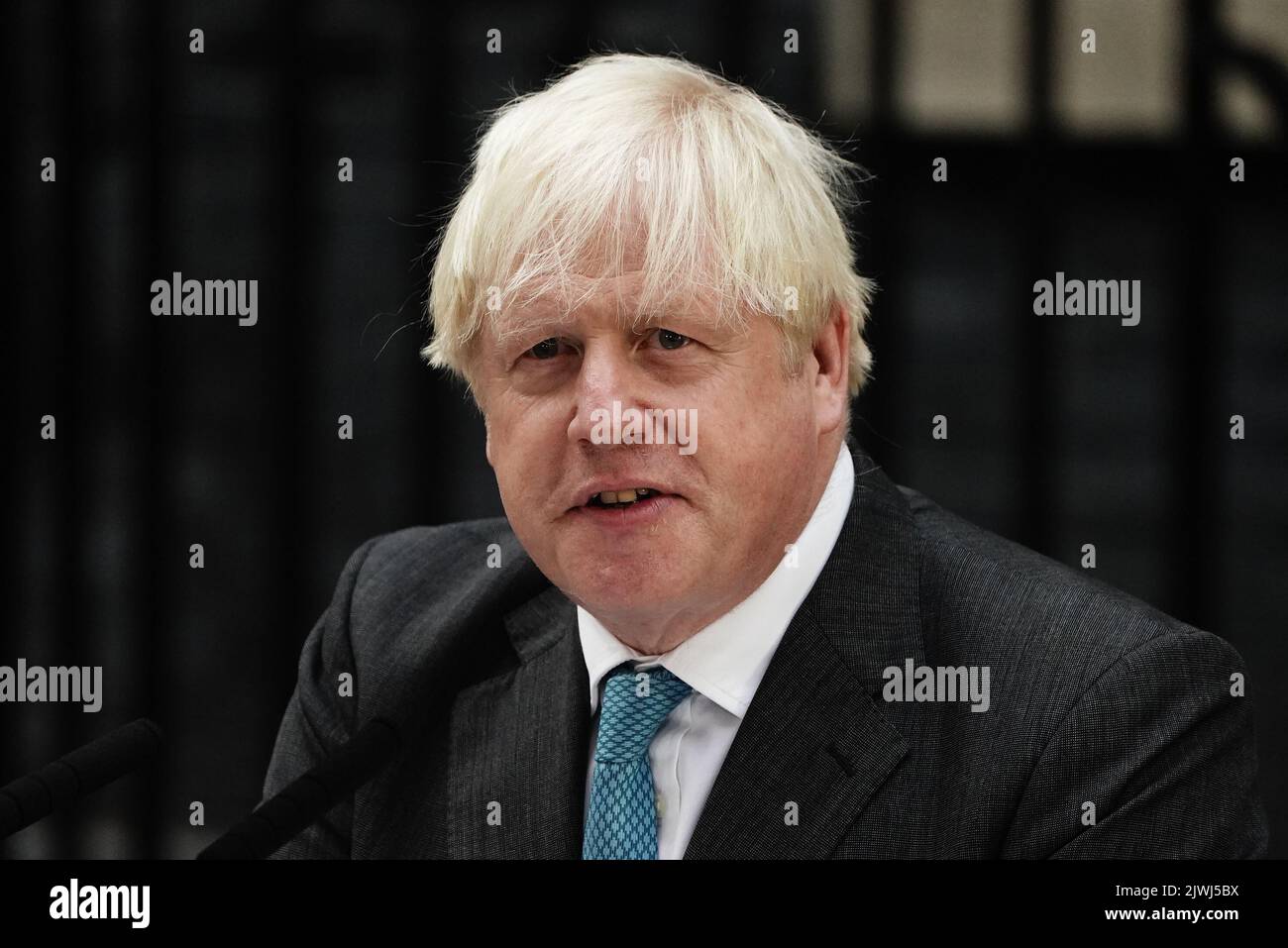 Outgoing Prime Minister Boris Johnson Makes A Speech Outside 10 Downing ...