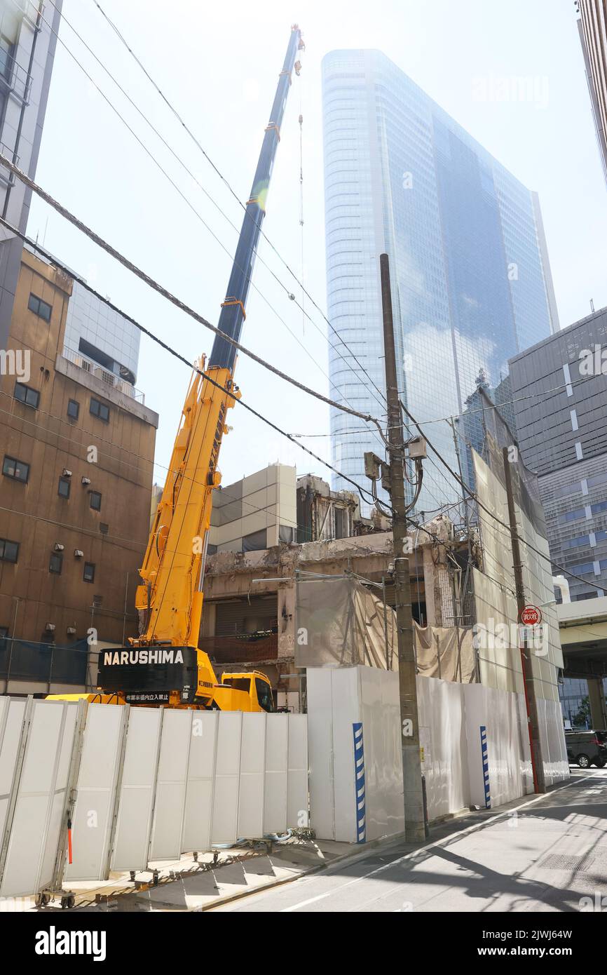 Demolition work continues at Nakagin Capsule Tower, an iconic structure