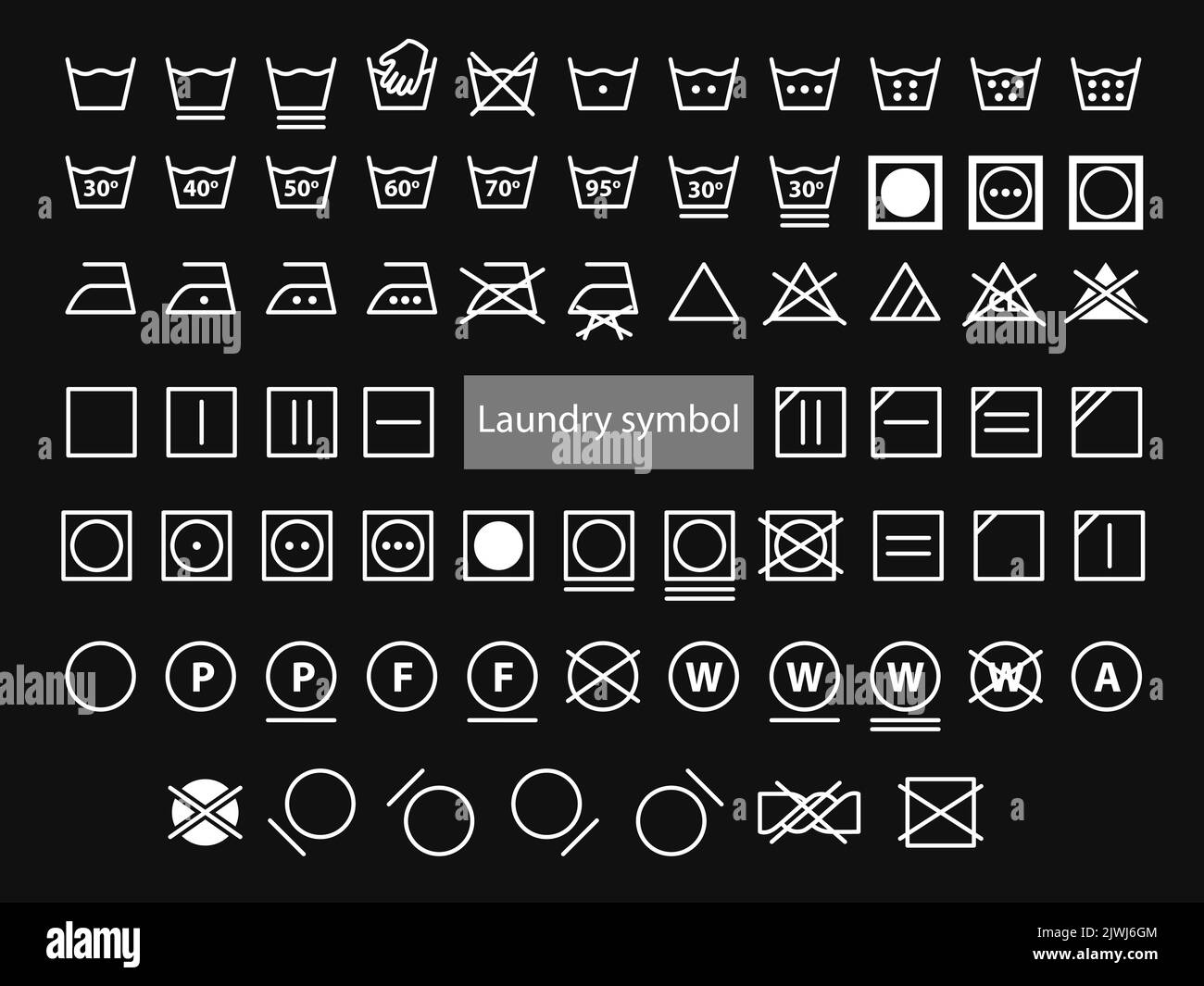 Laundry Symbols. Set of icons for washing. Full icon set of laundry