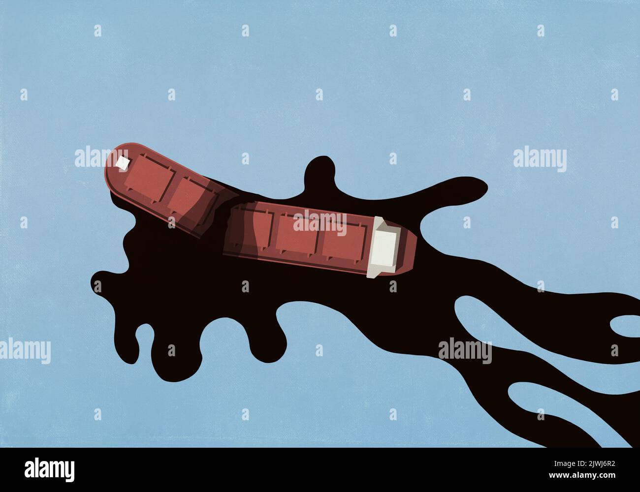 Cracked oil tanker leaking oil in ocean Stock Photo Alamy