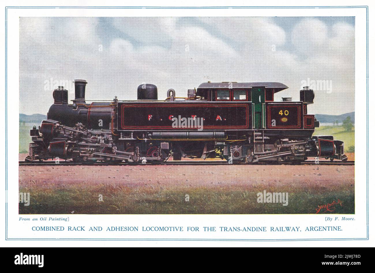 Combined Rack and Adhesion Locomotive for the Trans-Andine Railway, Argentine. Stock Photo