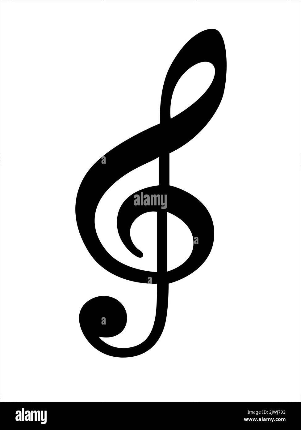 Black treble clef isolated on white background.  Musical symbol. Music key icon. Vector illustration Stock Vector