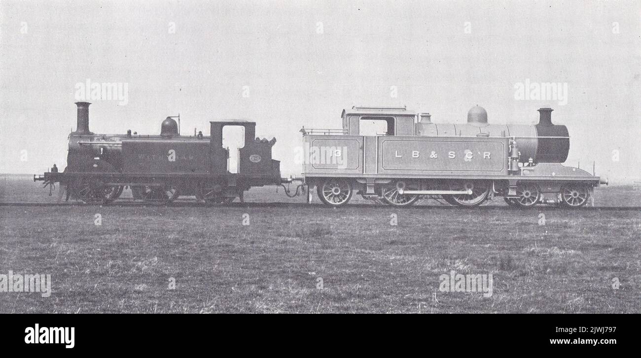 Mr Stroudley's 0.4.2 Tank Locomotive, No. 281 Withyham and Mr Marsh's new 4.4.2 Tank, No.13, L.B. & S.C.RY. Stock Photo