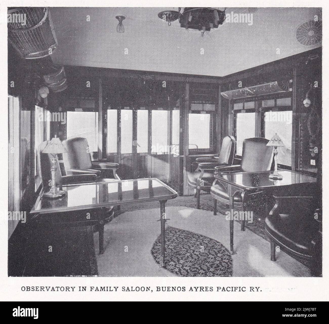 Observatory in Family Saloon - Buenos Ayres Pacific RY. Stock Photo