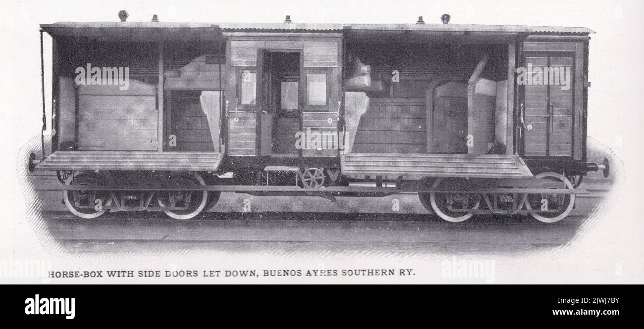 Horse-box with side doors let down - Buenos Ayres Southern RY. Stock Photo