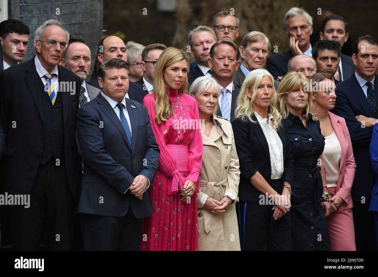 London, UK. 6th Sep, 2022. Carrie Johnson watches her husband Prime Minister Boris Johnson giving his farewell speech to the nation. Credit: MARTIN DALTON/Alamy Live News Stock Photo