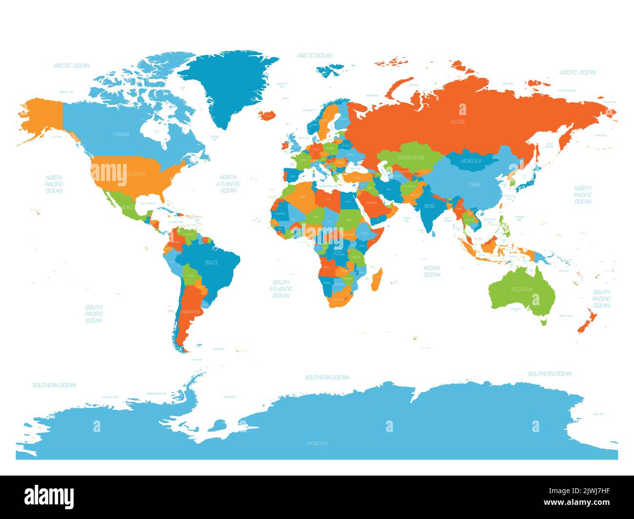 High detailed political map of World Stock Vector Image & Art - Alamy