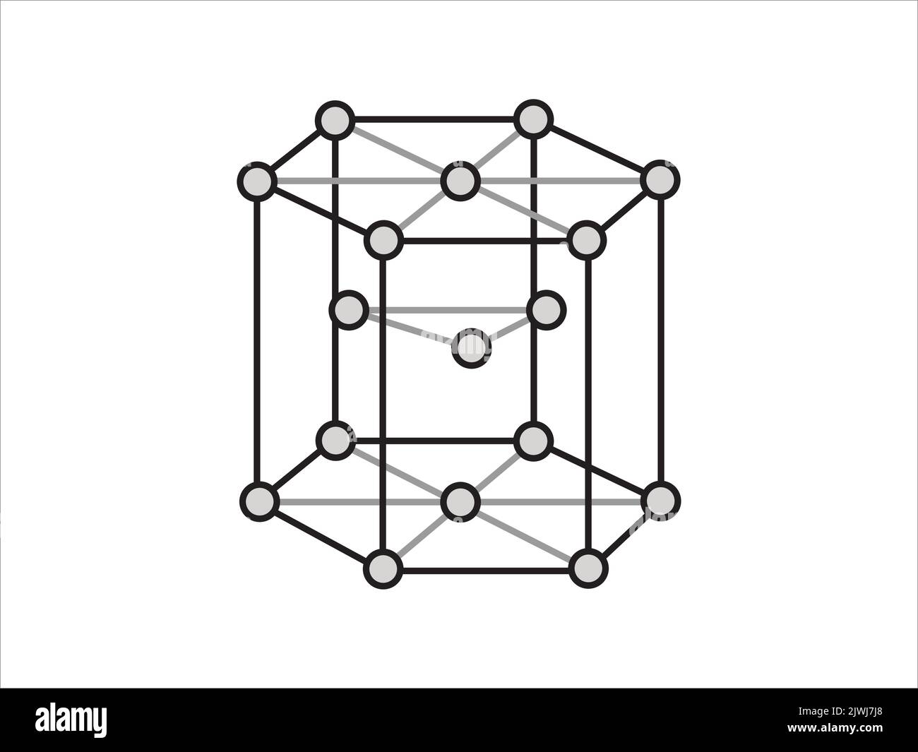 Volumetric Crystal lattice. The position of atoms in a crystal. Vector