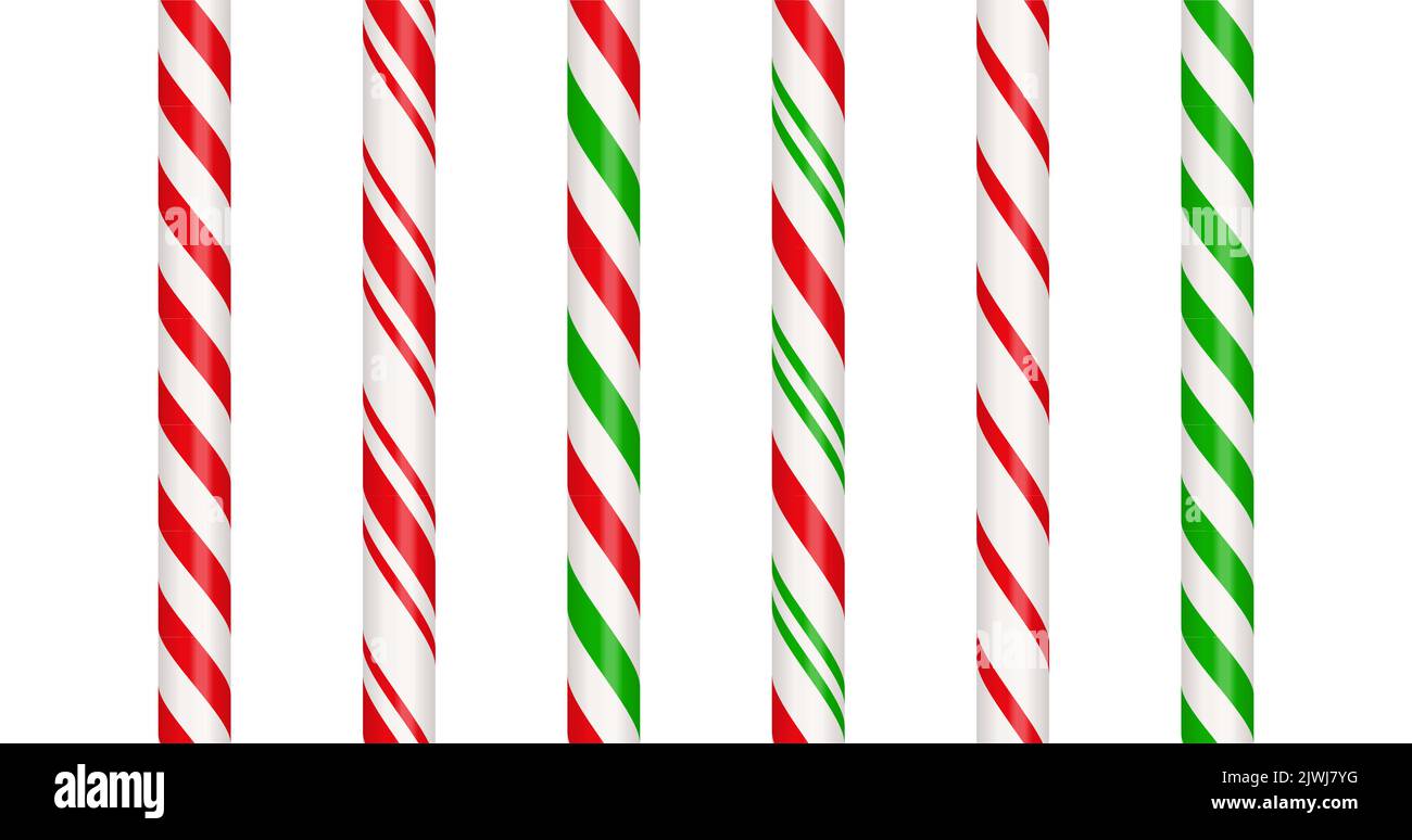 Christmas candy cane straight line border with red and green striped