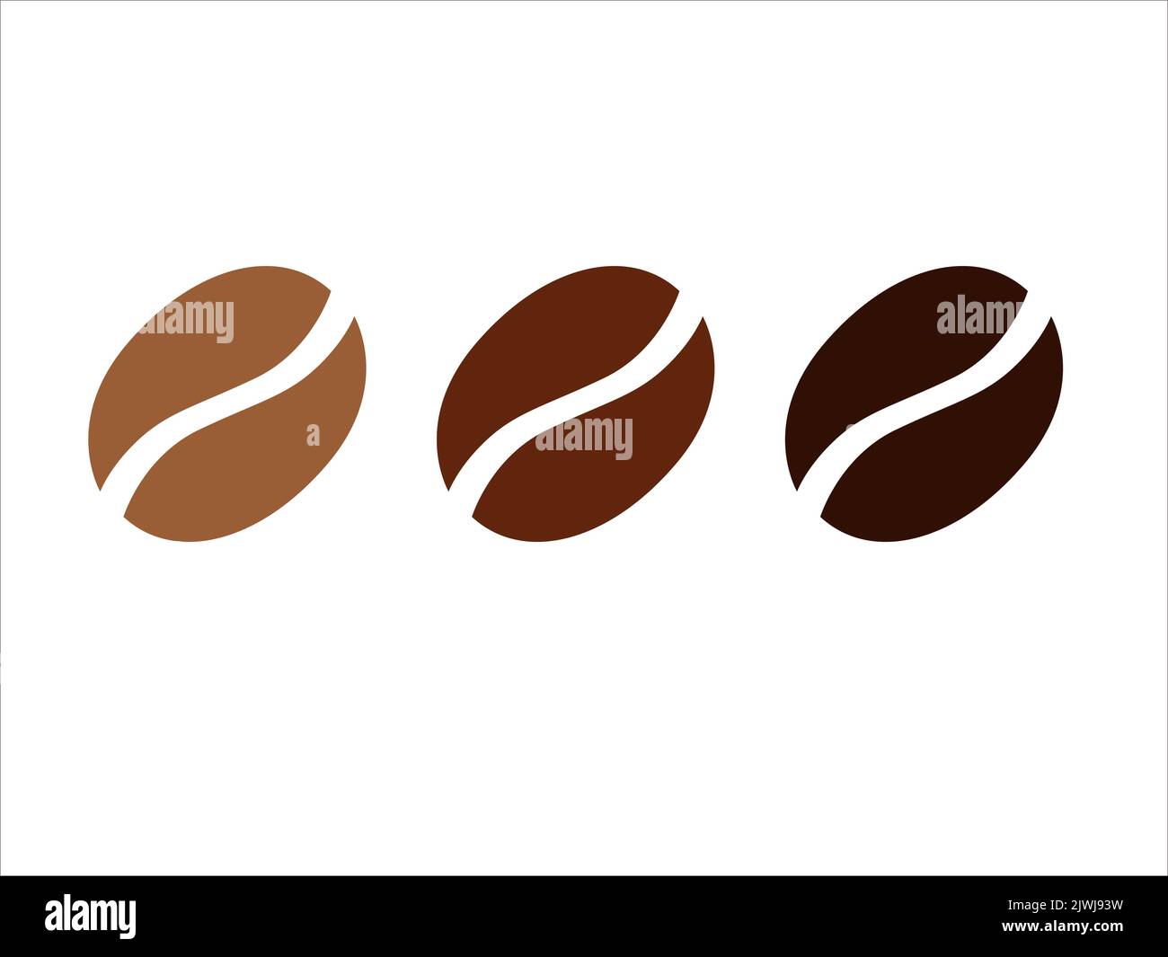 Different coffee beans different degrees of roasting coffee logo on