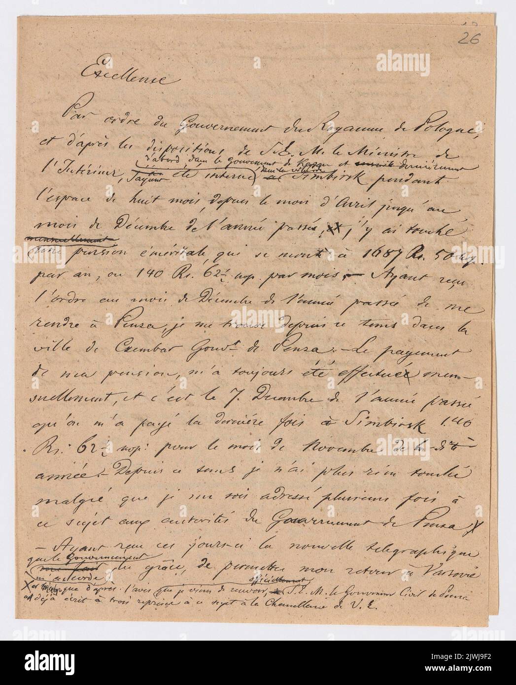 Official letter (?) in French. Łuszczewski, Wacław (18061867), author Stock Photo Alamy