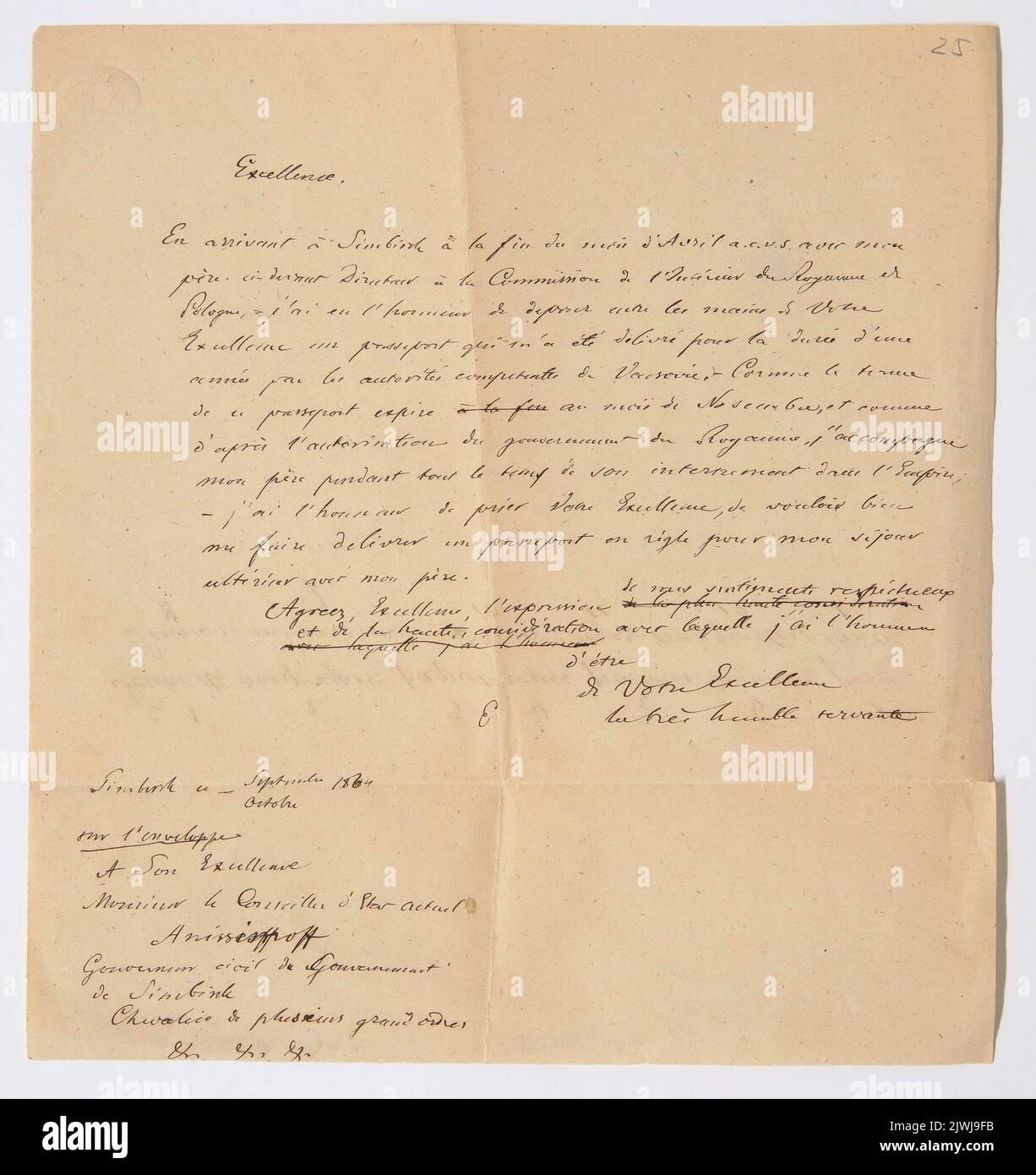 Official letter (?) in French. Łuszczewski, Wacław (18061867), author Stock Photo Alamy