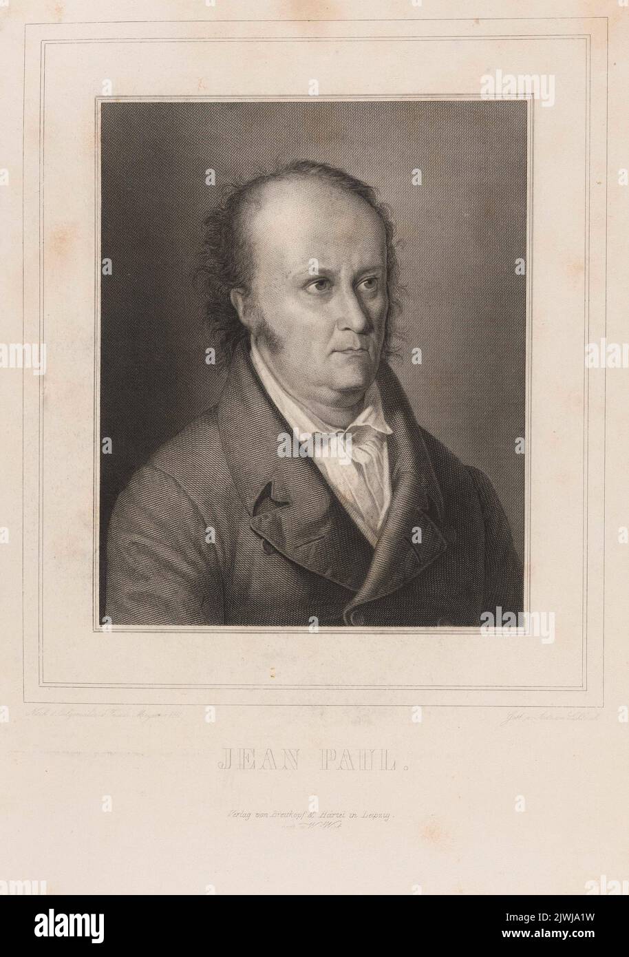 Portrait of Jean Paul. Wick, Wendelin (Monachium ; drukarnia ; fl. ca 1842-1860), printing house, Schleich, Adrian (1812-1894), graphic artist, Breitkopf & Härtel (Lipsk ; wydawnictwo ; 1818-1945), publishing house, Graff Anton (1736-1813), painter Stock Photo