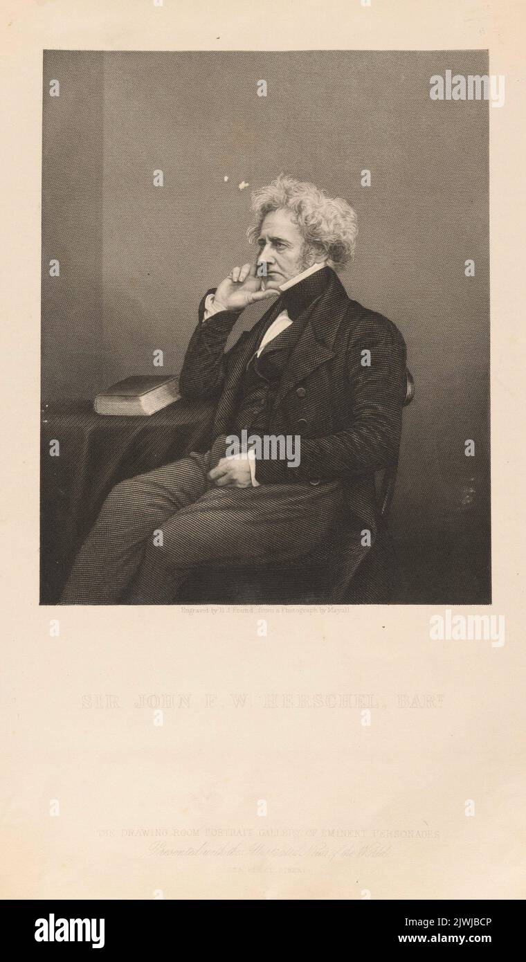Portrait of John Frederic William Herschel. Mayall, John Jabez Edwin (1813-1901), photographer, Pound, Daniel John (fl. ca 1842-1870), graphic artist, London Joint Stock Newspaper Co. (Londyn ; wydawnictwo ; fl. ca 1858-186.), publishing house Stock Photo