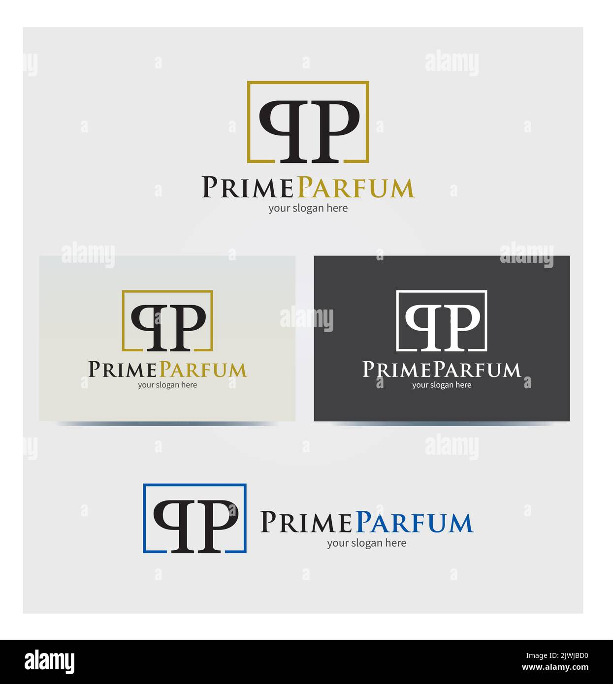 PP Letters, Double P, 2 P Logo,  Icon, Letter Logo for Corporate Business, Card Mock up in Several Colors Stock Vector