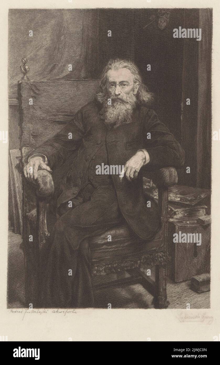 Portrait of Jan Matejko after his self-portrait of 1892. Łopieński, Ignacy (1865-1941), graphic artist, Matejko, Jan (1838-1893), painter Stock Photo