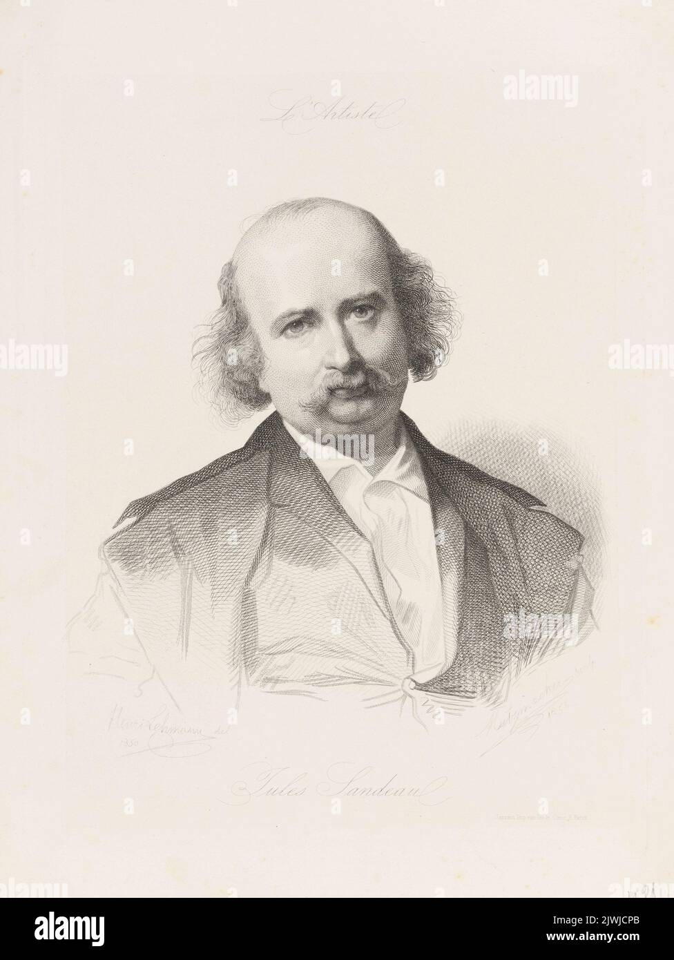Portrait of Jules Sandeau. Metzmacher, Pierre Guillaume (1815-post 1870), graphic artist, Sarazin (Paryż ; drukarnia ; fl. ca 1846-1880), publisher, Lehmann H., painter Stock Photo