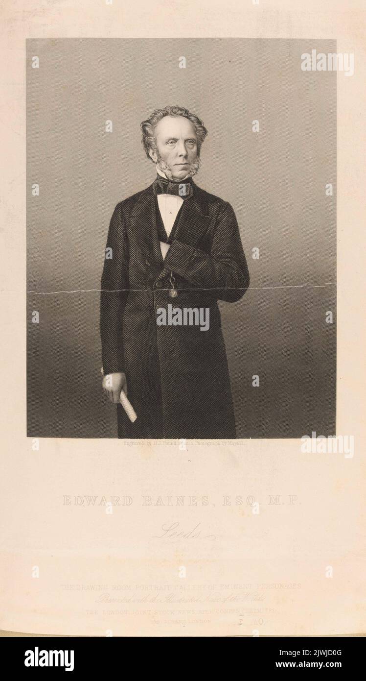 Portrait of Edward Baines. Mayall, John Jabez Edwin (1813-1901), photographer, Pound, Daniel John (fl. ca 1842-1870), graphic artist, London Joint Stock Newspaper Co. (Londyn ; wydawnictwo ; fl. ca 1858-186.), publishing house Stock Photo