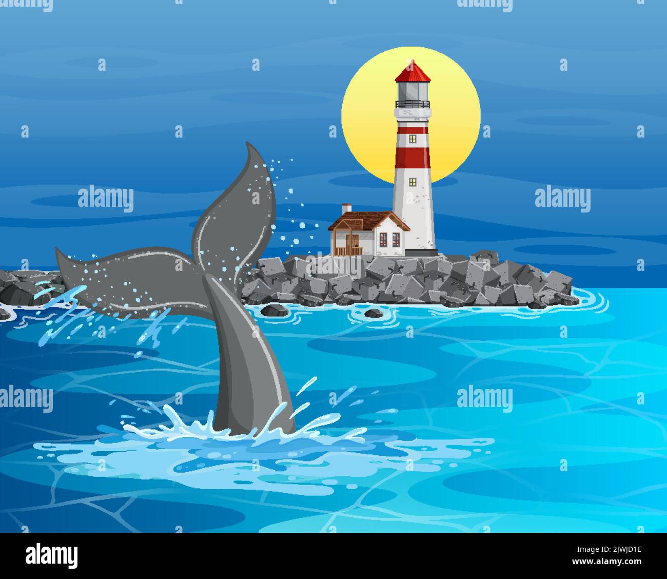 Tail of whale in the water illustration Stock Vector Image & Art - Alamy