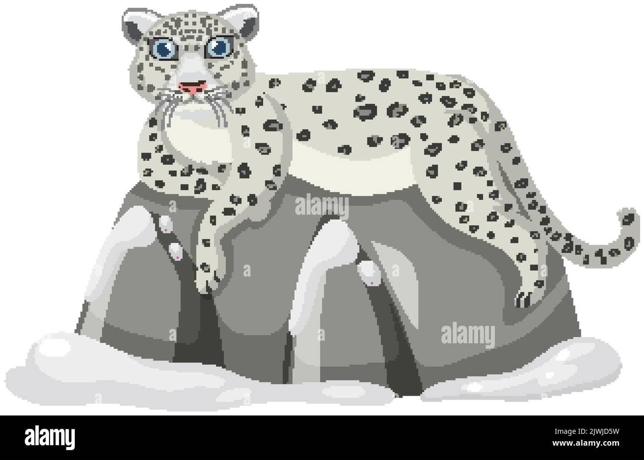Snow leopard isolated on white background illustration Stock Vector ...