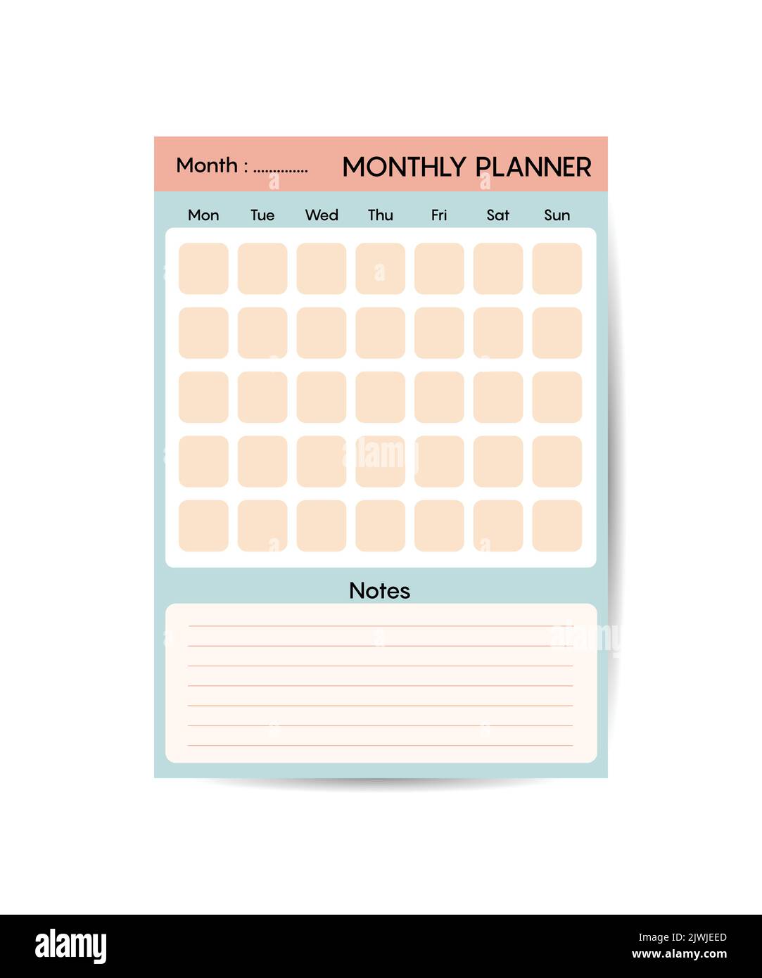 Monthly planner template minimalist planners organizer page vector