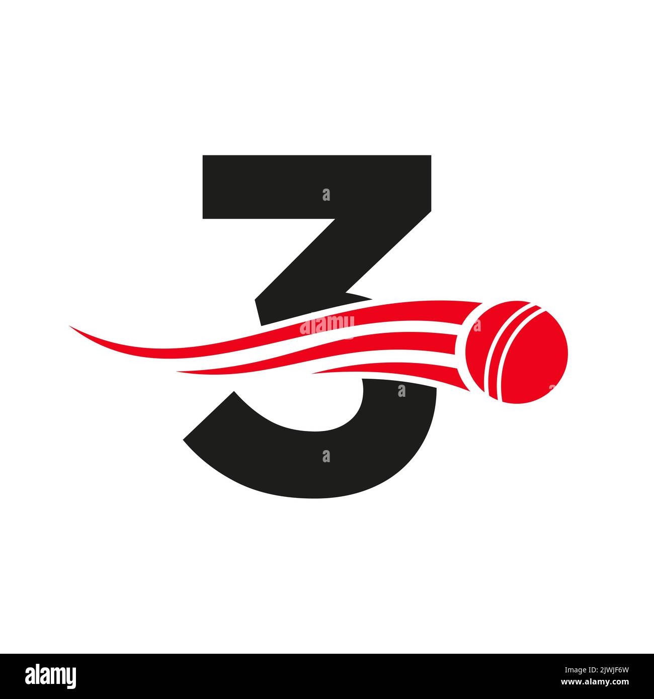 Letter 3 Cricket Logo Concept With Ball Icon For Cricket Club Symbol Vector Template. Cricketer Sign Stock Vector