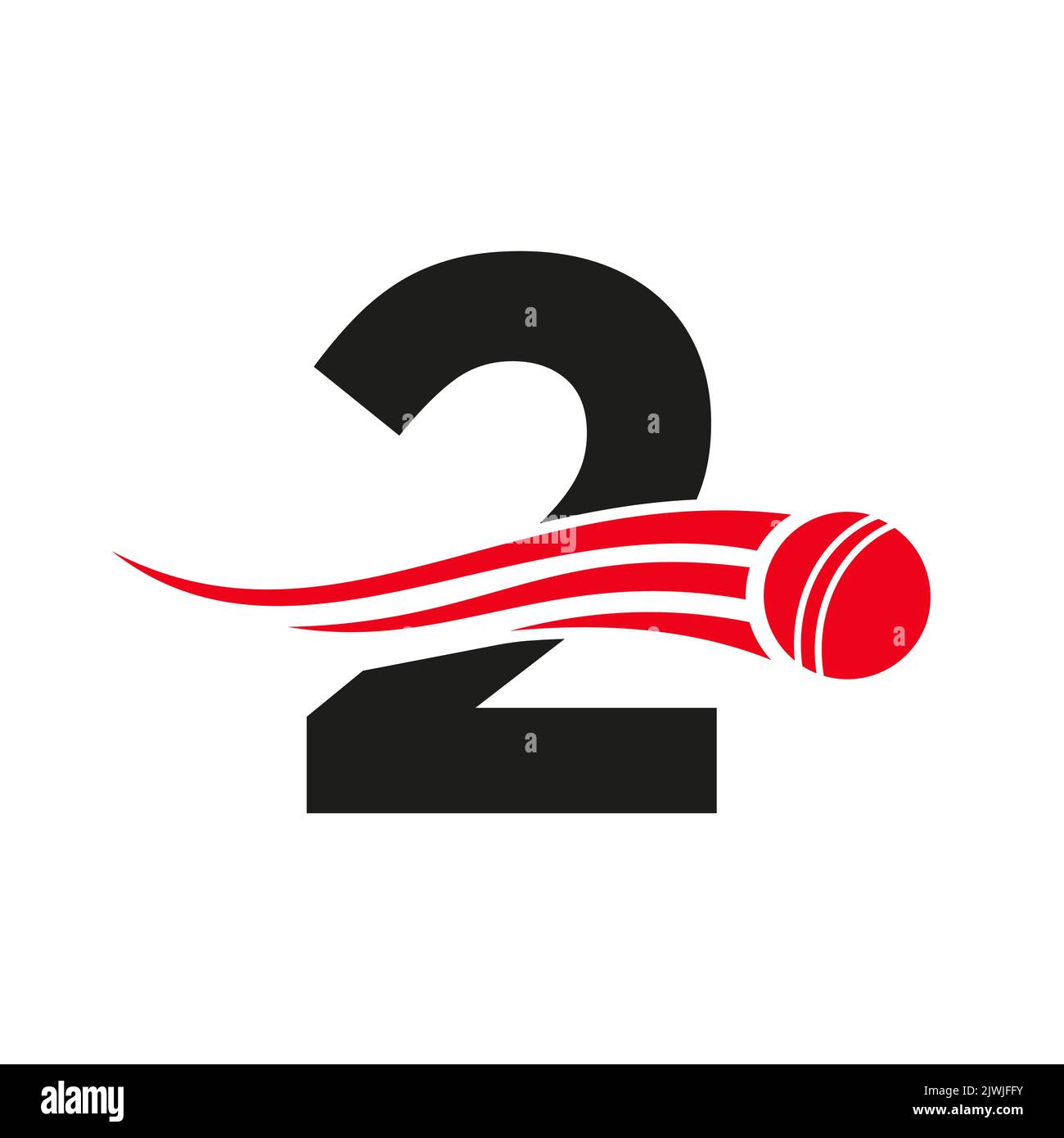 Letter 2 Cricket Logo Concept With Ball Icon For Cricket Club Symbol ...