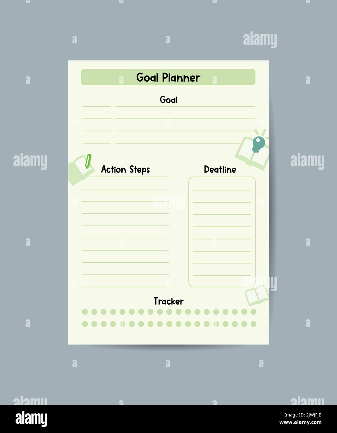 goal Planner Template Organizer and Schedule for Notes Goals Vector