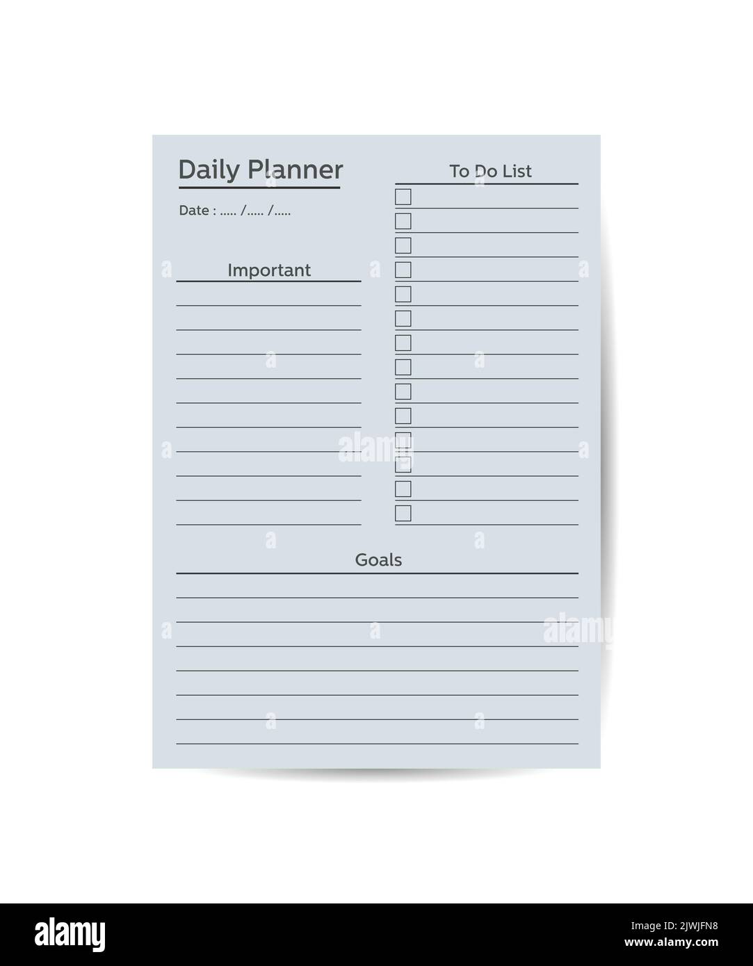 Daily planner template. Simple printable to do list. Business organizer ...