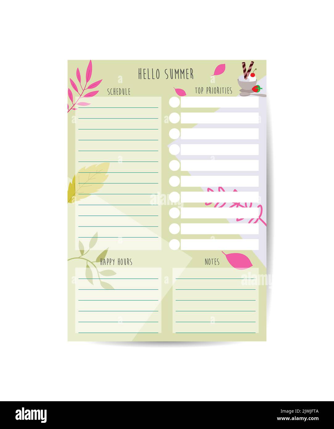 Daily Planner Template Organizer and Schedule with place for Notes ...