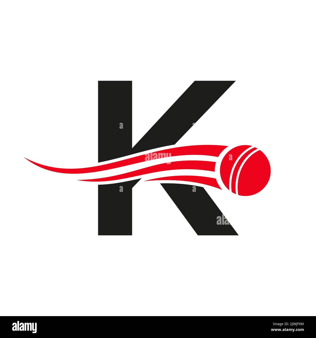 Letter K Cricket Logo Concept With Ball Icon For Cricket Club Symbol