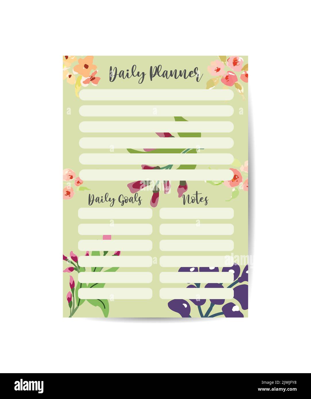 Daily Routines planner template Vector design element Floral of page ...