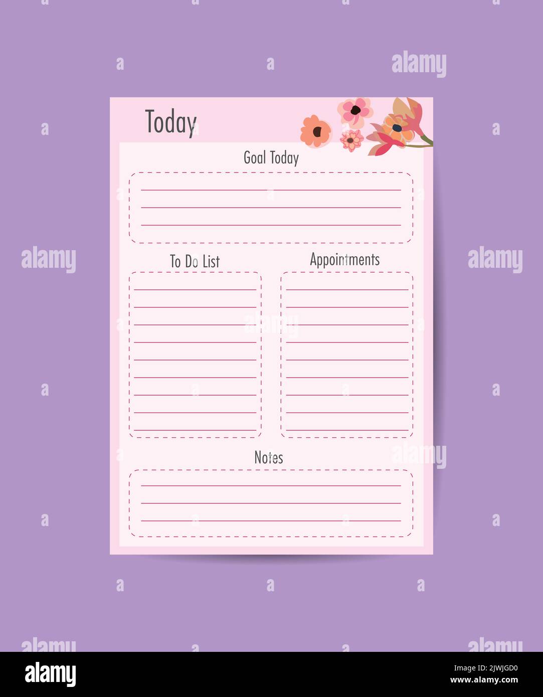Daily Planner Template Organizer and Schedule for Notes Goals and To Do ...