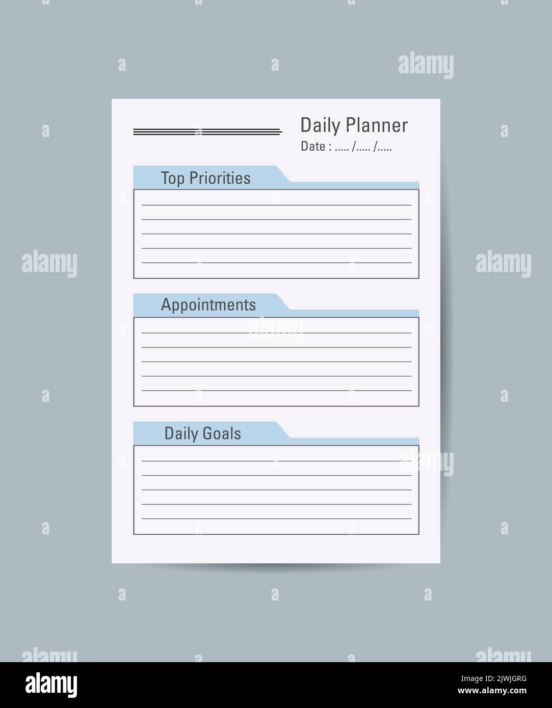 Vector daily planner print template. Pages for effective planning