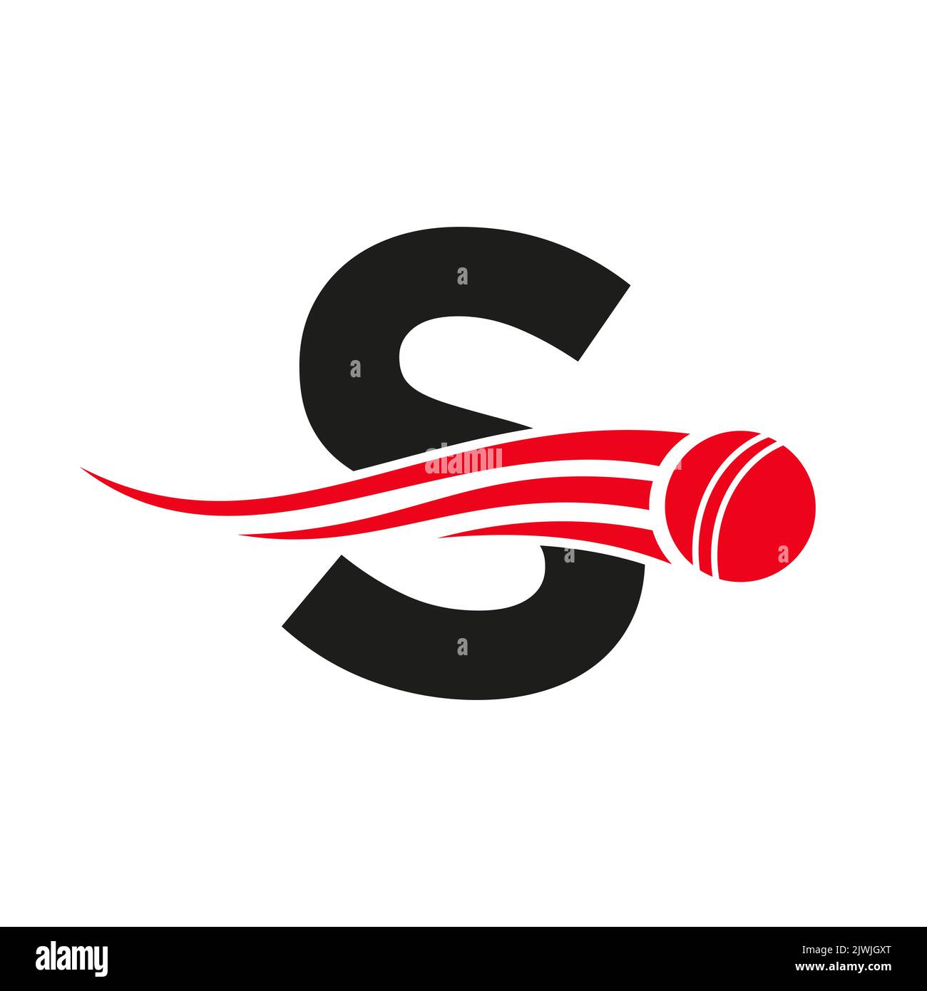 Letter S Cricket Logo Concept With Ball Icon For Cricket Club Symbol