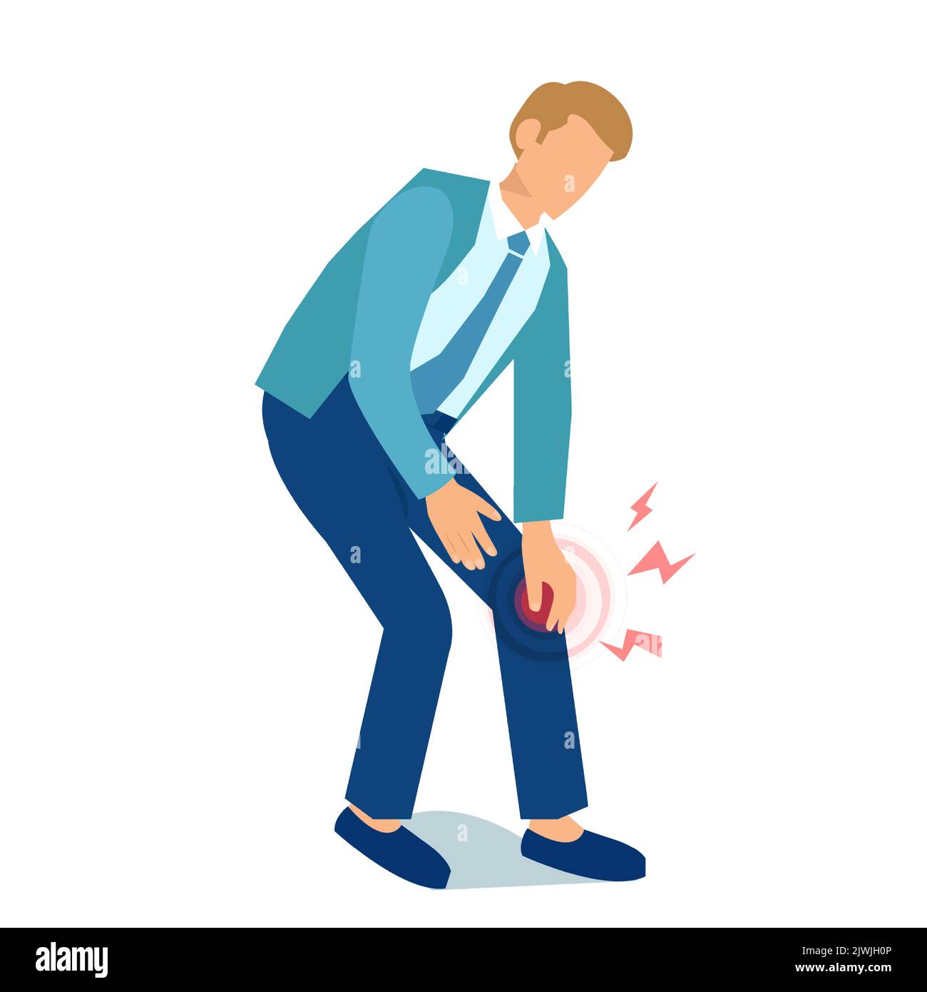 Vector of a young man with a knee pain Stock Vector