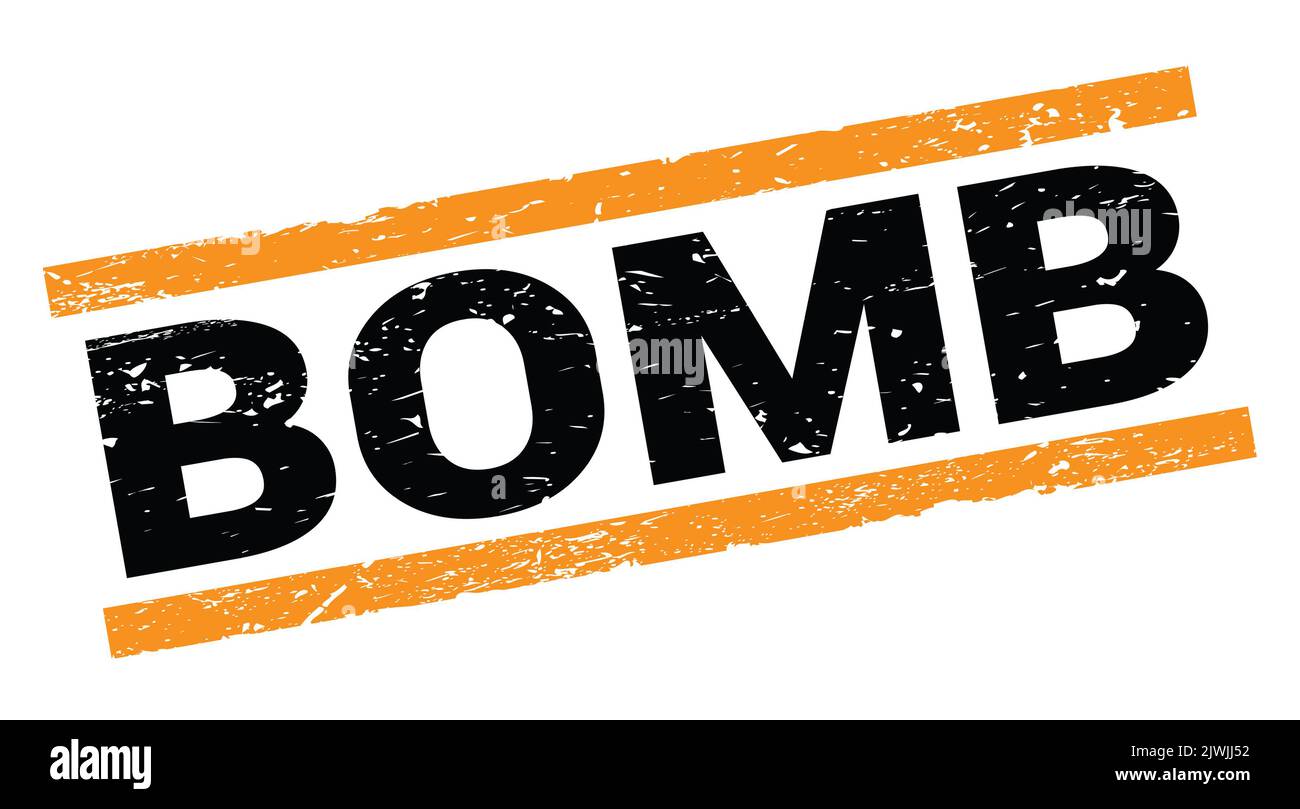 BOMB text written on orange rectangle stamp sign Stock Photo Alamy
