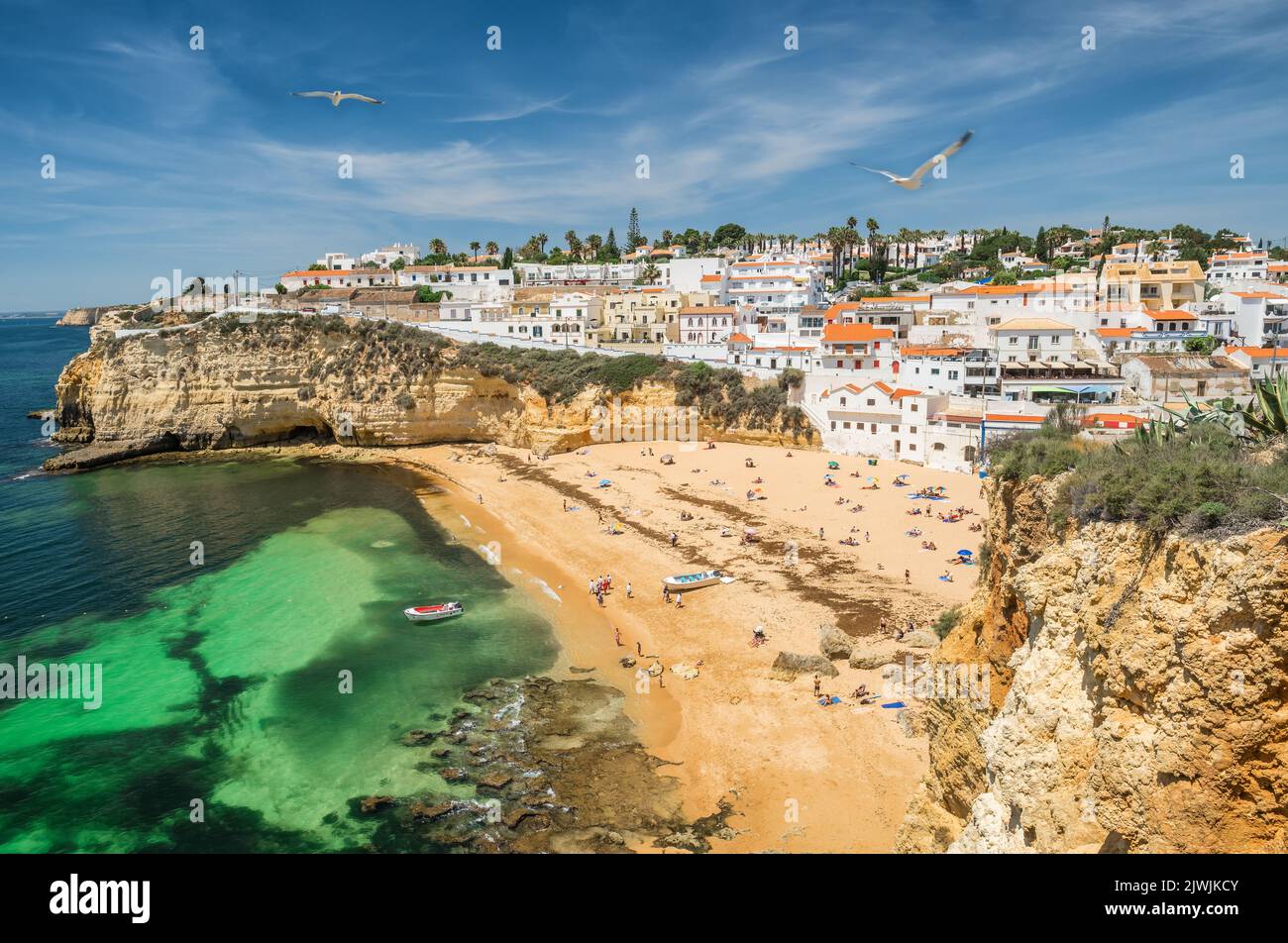 Carvoeiro fishing village with beautiful beach in Algarve, Portugal. Stock Photo