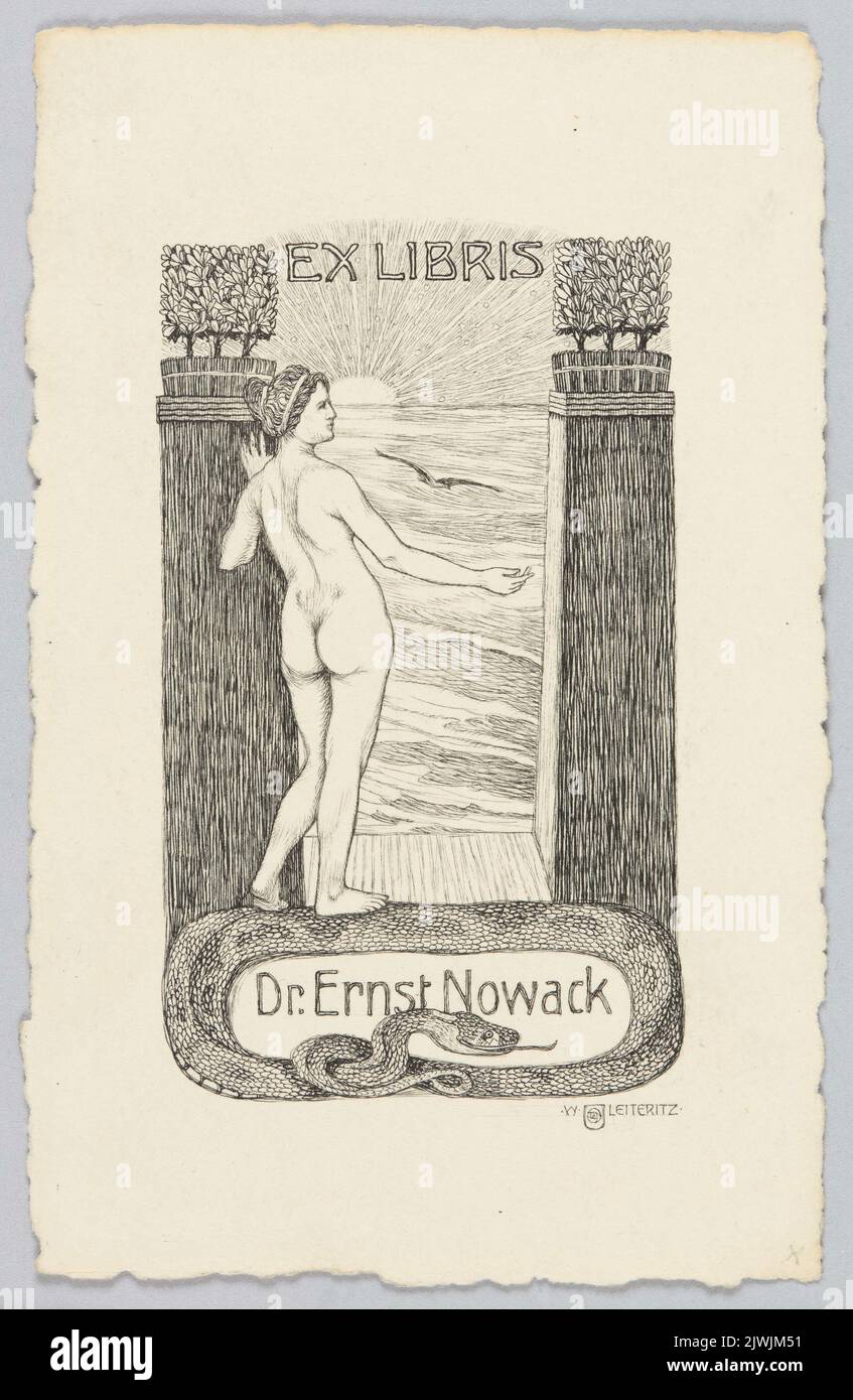 Bookplate of Dr Ernst Nowack. Leiteritz, Woldemar (1878-1915), graphic artist Stock Photo